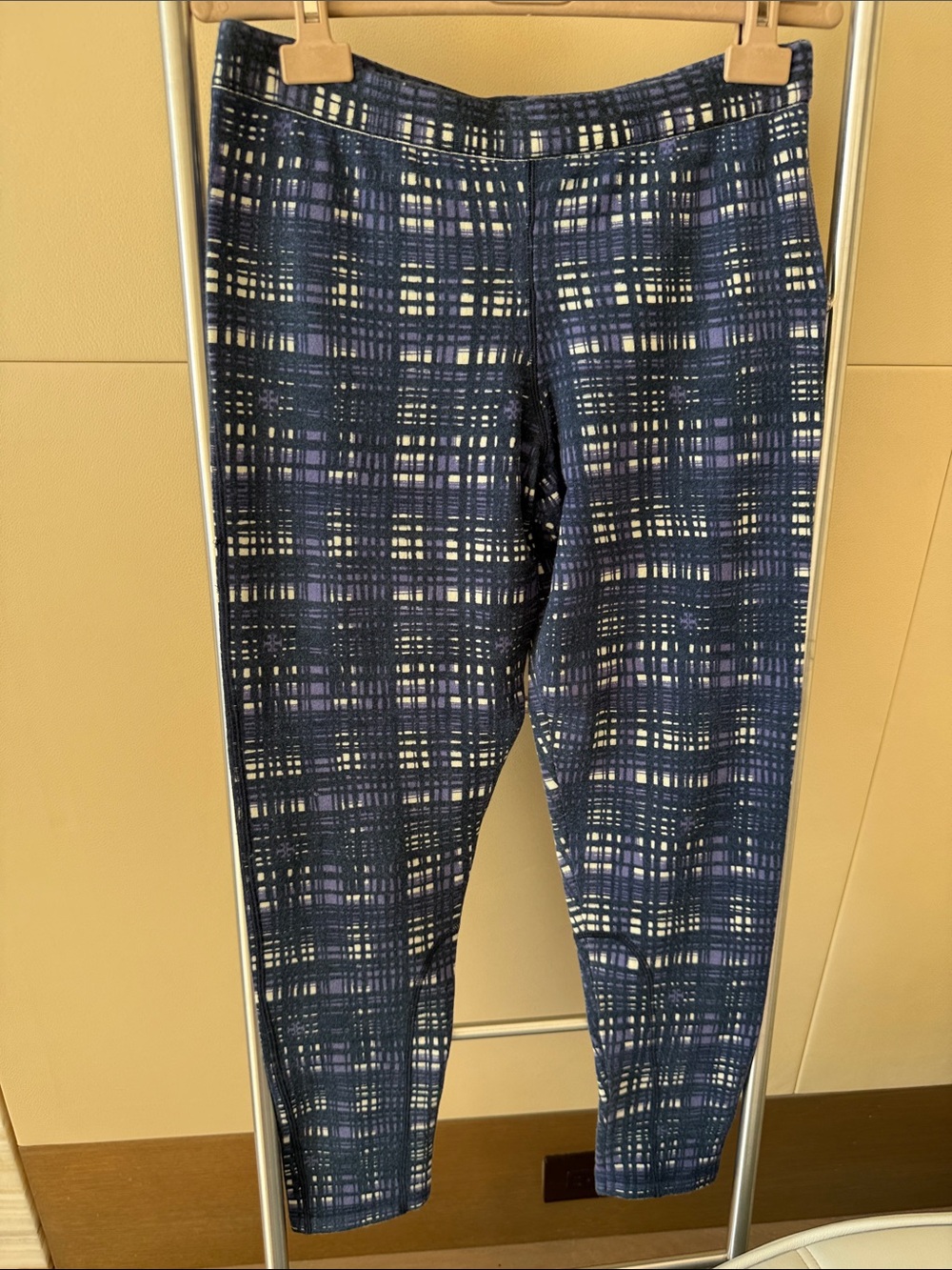 Tory Burch Women’s Navy Plaid Stretch Chinos